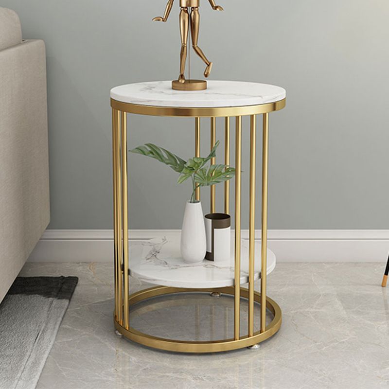 Contemporary Faux Marble Accent Table Nightstand 21.65" Tall Bed Nightstand