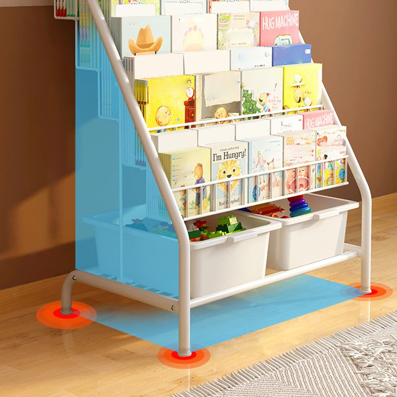 Contemporary Metal Freestanding Kids Bookcase Closed Back Book Display