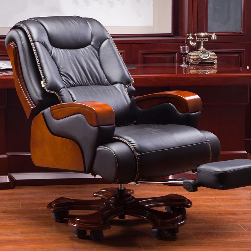 Modern Office Chair Leather Tilt Mechanism No Distressing Ergonomic Slide Chair