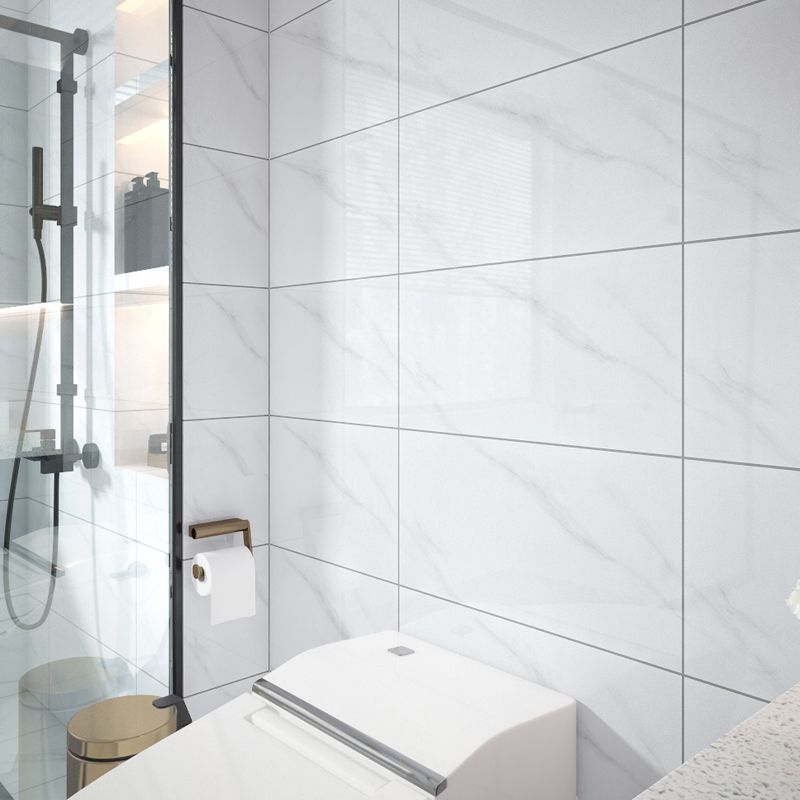 Rectangular Ceramic Polished Straight Edge Singular Tile Marble Look Bathroom Floor