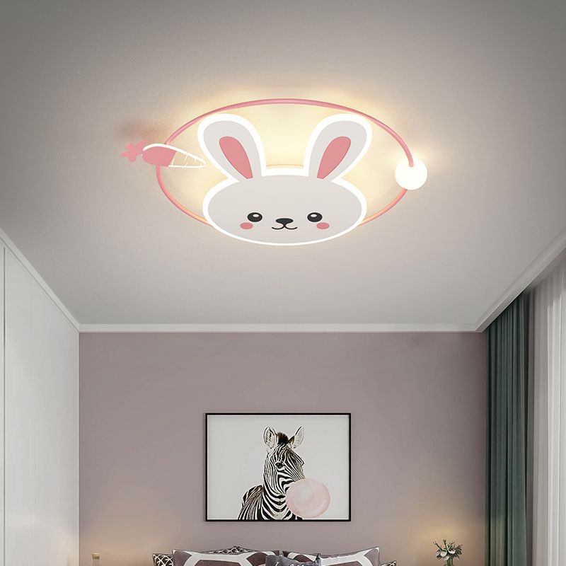 Rabbit Cartoon LED Flush Mount Metal 1-light Flush Ceiling Light for Children Room