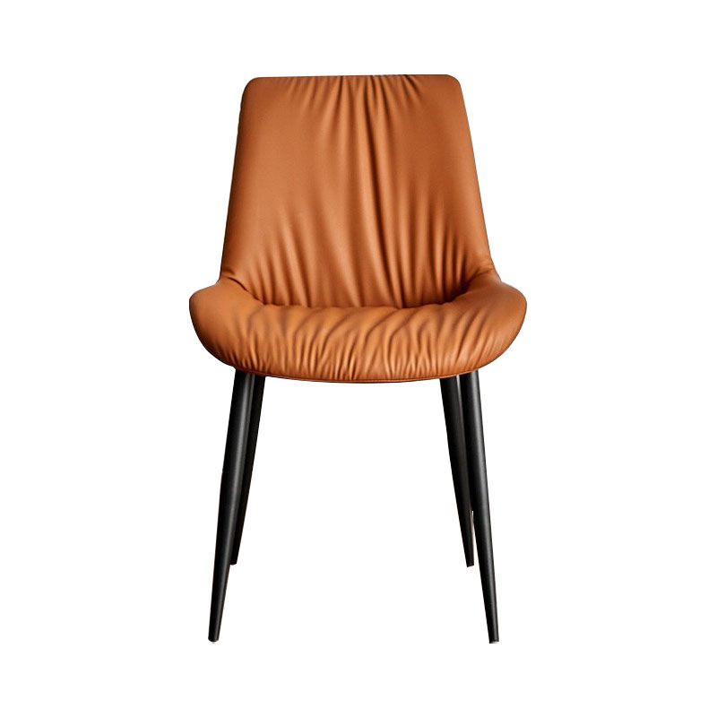 Scandinavian Design Leather Dining Side Chair for Home Armless Solid Back Chair