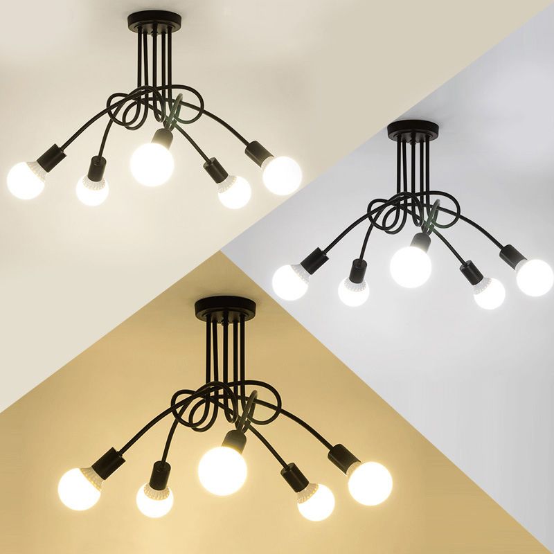 Kronkelende lamp na het ontwerp plafondlicht 5-lichts industriële stijl open lampverlichting hanger voor slaapkamer woonkamer