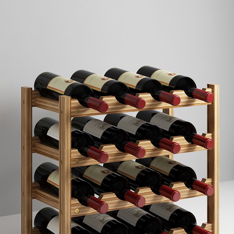 Modern Countertop Wine Bottle Holder Pine Bottle Wine Rack with Shelf