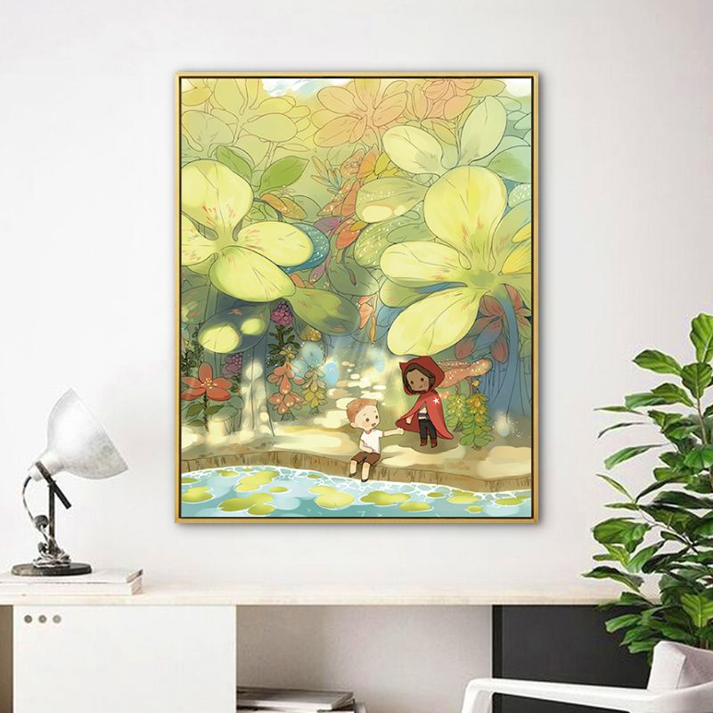 Childrens Art Excursion Wall Decor Light Color Textured Canvas Print for Baby Room