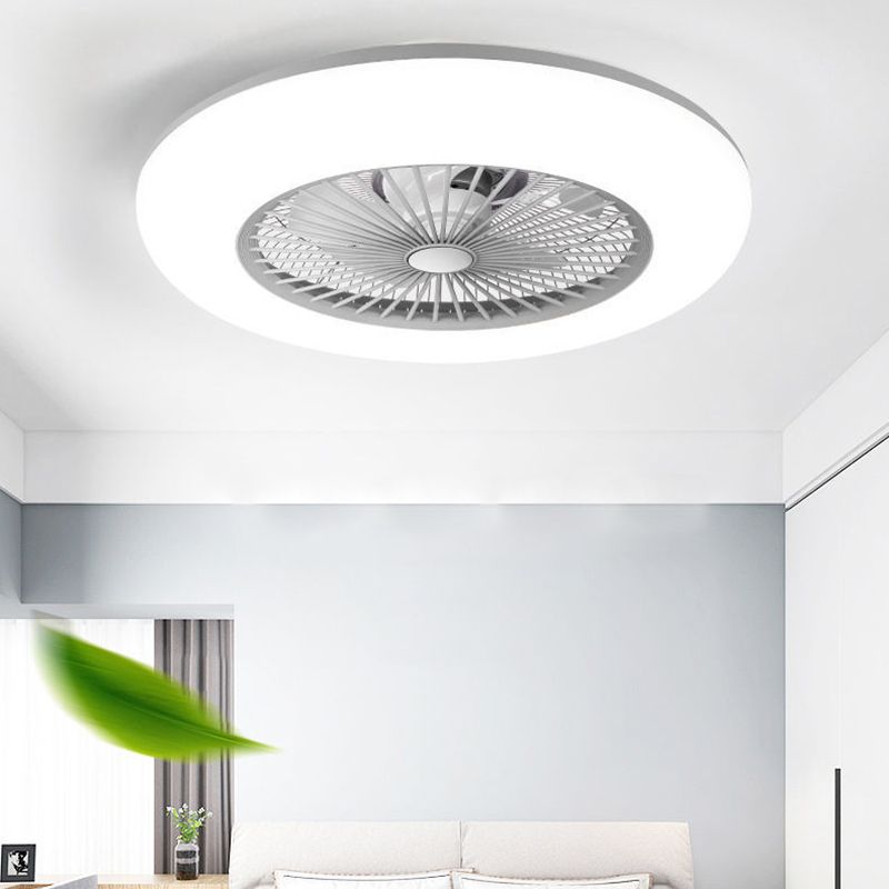 Round LED Ceiling Fan Light Simplicity Metal Flush Mount Light for Bedroom