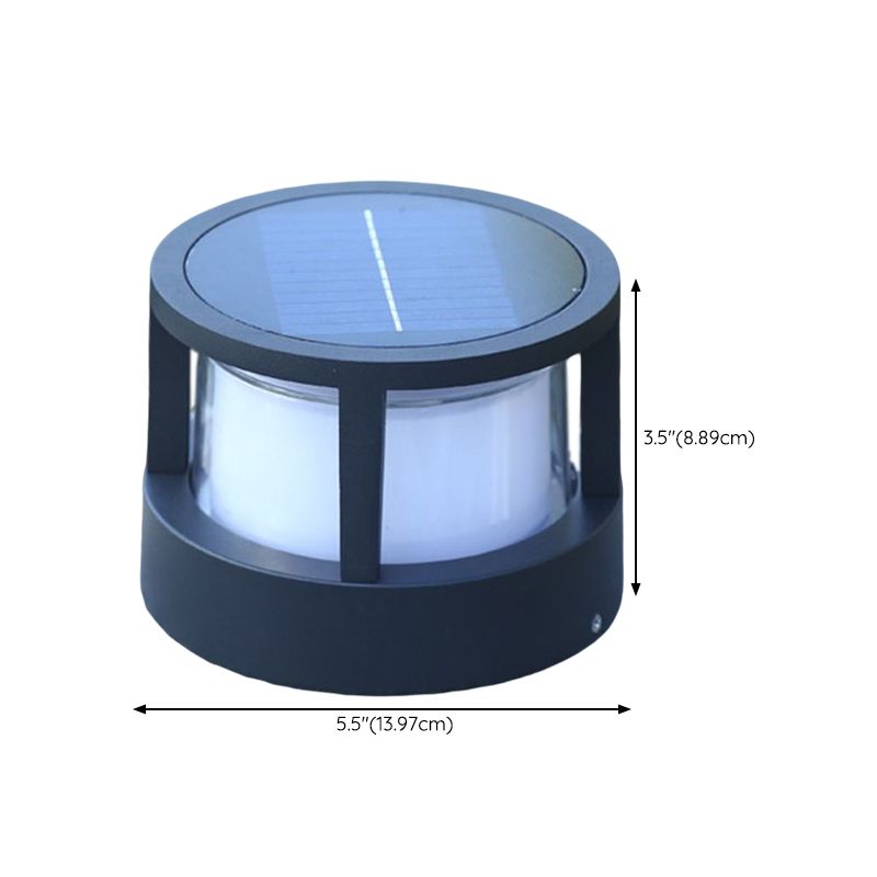 Modern Simple Metal Outdoor Light Geometry Shape Solar Energy Pillar Lamp for Outdoor