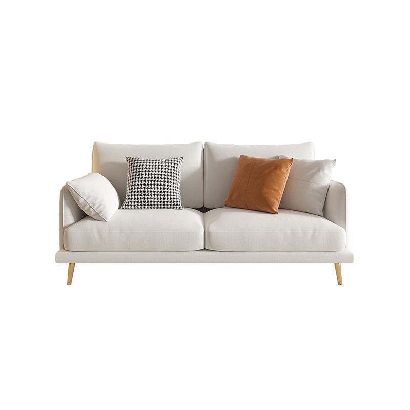 Scandinavian White Standard Sofa Squre Arm Couch with Loose Back