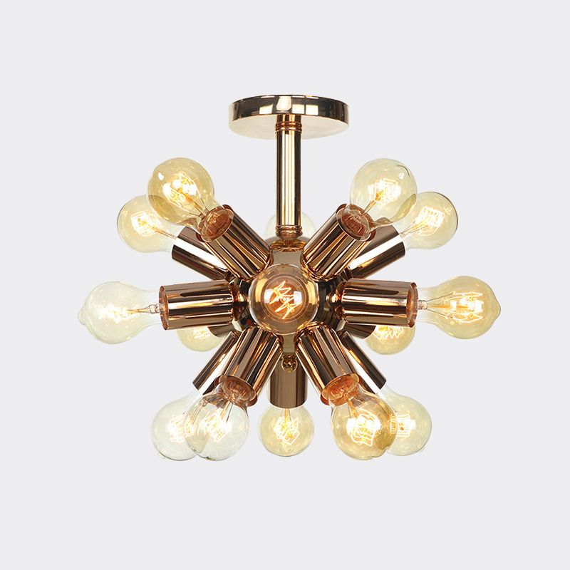 Chrome/Gold Sputnik Semi Flush Mount Vintage Iron 6/9/12 Lights Restaurant Flush Ceiling Lamp Fixture