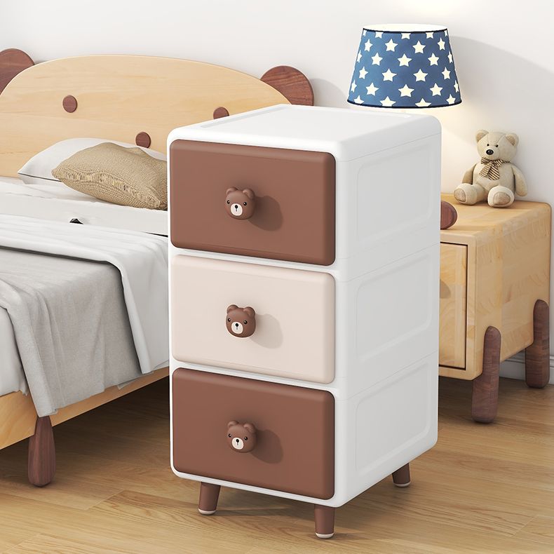 Modernism Plastic Nursery Dresser Vertical Kids Nightstand with 2/3/4/5/6 Drawers for Room