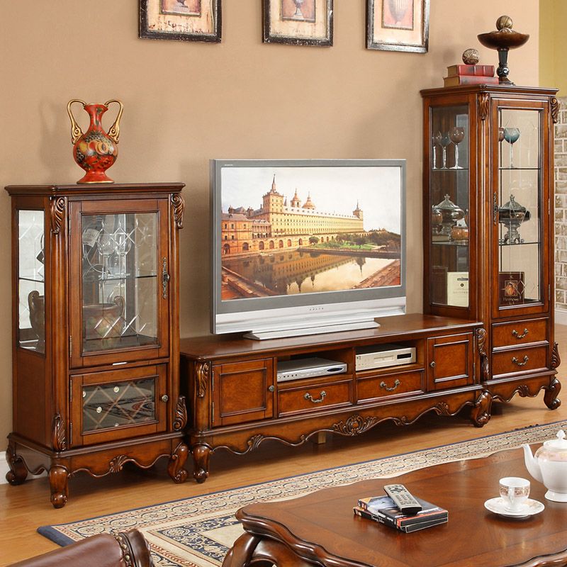 Traditional Curio Cabinet Birch Buffet Cabinet with Door for Bedroom