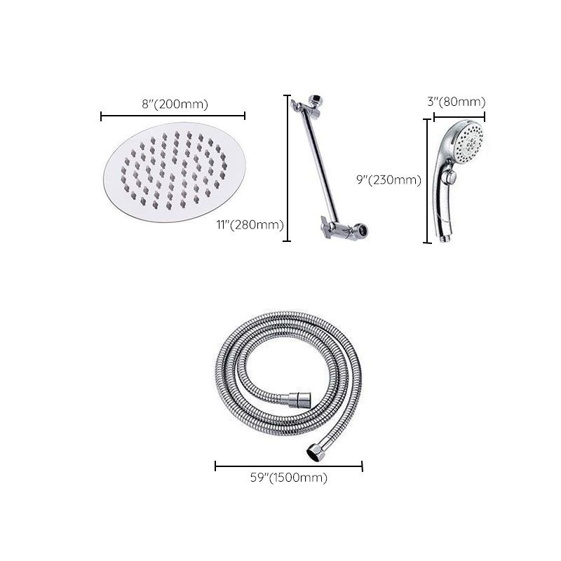 Stainless Steel 8 Inch Shower Set 5 Sprays Hand-Held Shower Head Shower Arm