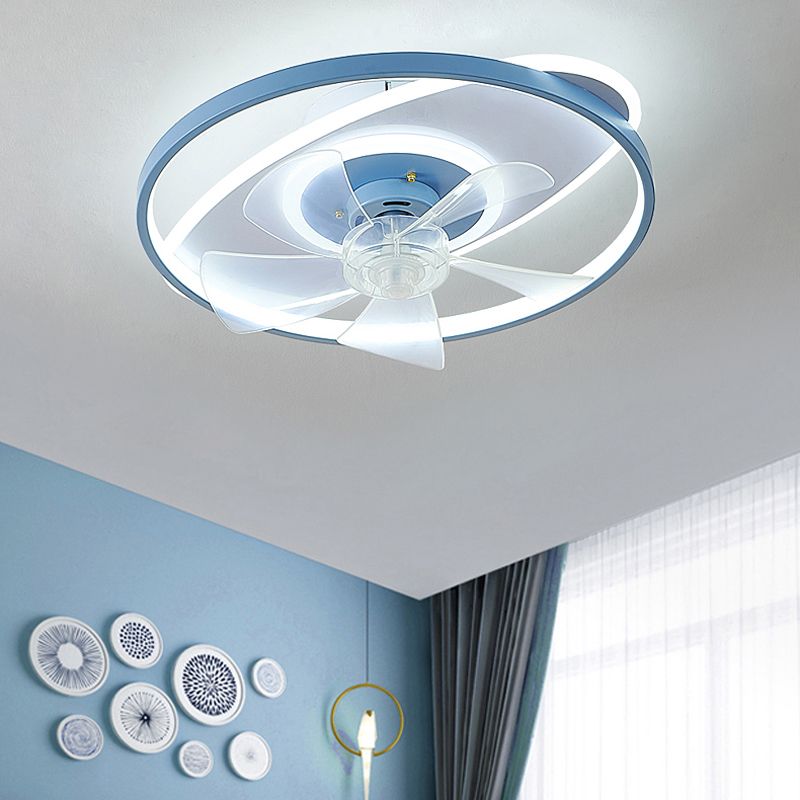 Nordic Style Ceiling Fan Lamp Colorful Ellipse Shape Ceiling Fan Light for Children's Room