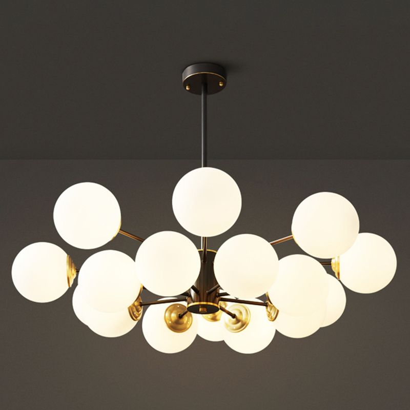 Glass Spherical Shape Hanging Chandelier Modern Style Multi Light Hanging Mount Fixture