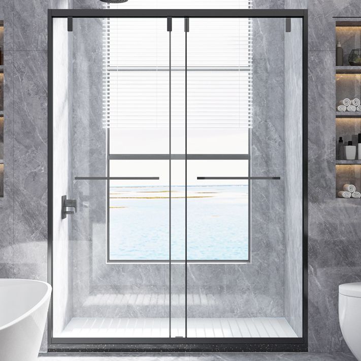 Transparent Double Sliding Shower Bath Doors Metal Frame Shower Door