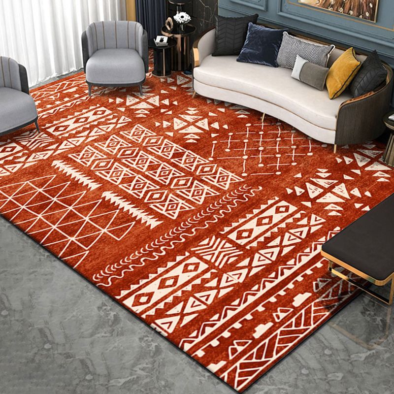 Multicolor Home Decor Carpet Retro Tribal Symbols Area Rug Polyester with Anti-Slip Backing Rug