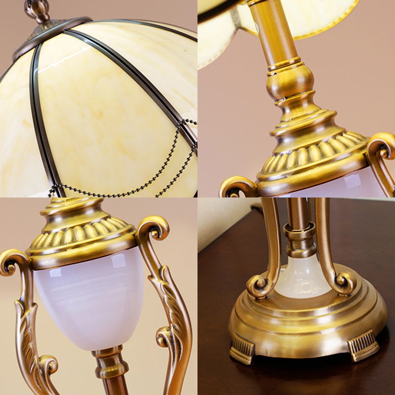 Metal Bronze Night Light Font Shaped 1 Bulb Traditional Table Lamp with Scalloped Lampshade