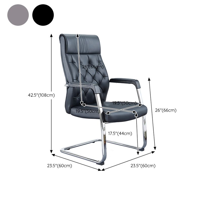 Contemporary No Wheels Chair Faux Leather Chrome Frame Office Chair