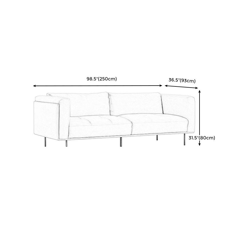 Contemporary Loose Back Standard Sofa Faux Leather Square Arm Settee