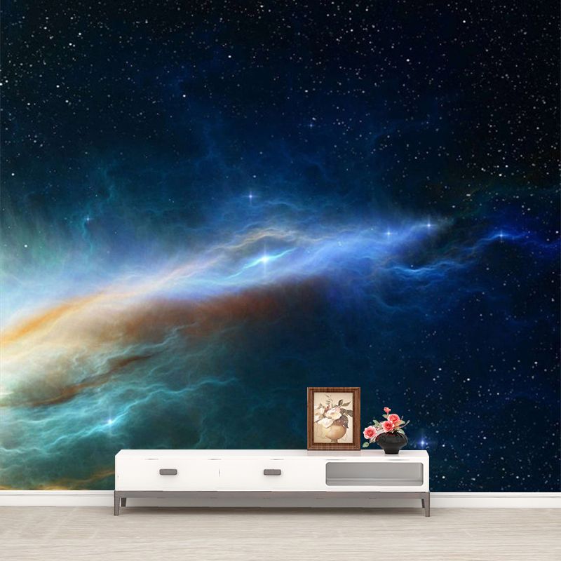 Black-Blue Galaxy Wallpaper Murals Stain-Resistant Wall Art for Bedroom Decor, Stain-Resistant