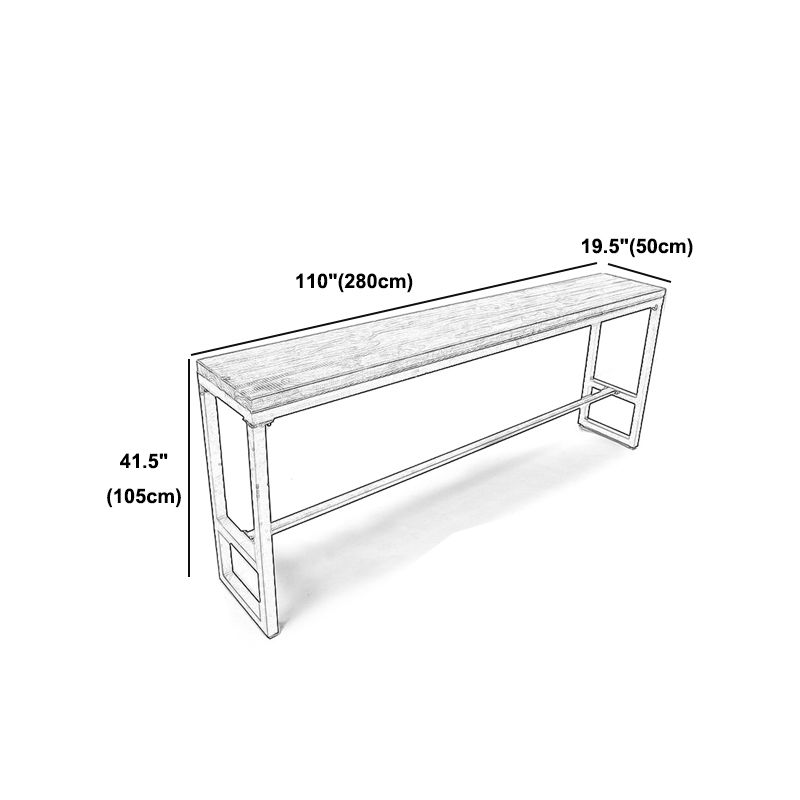 Pine Wood Bar Dining Table Industrial Rectangle Bar Table with Trestle Pedestal for Cafe