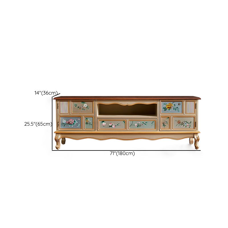 Wooden TV Media Console Glam Media Console TV Stand with 2 Drawers