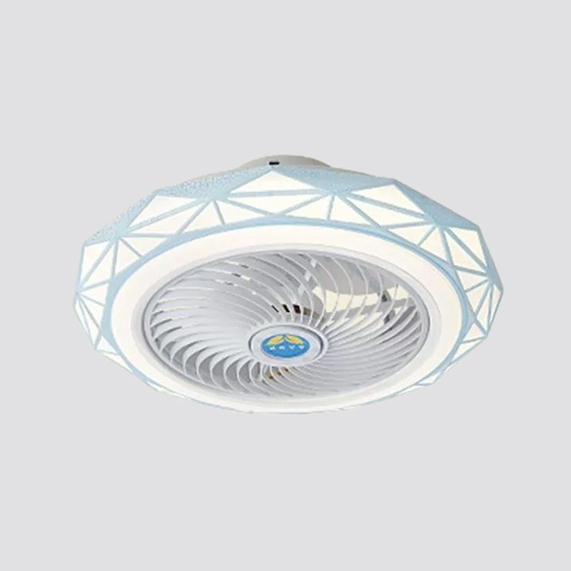 Circle Semi-Flush Mount Contemporary Acrylic 18" Wide LED Pendant Fan Light Fixture for Living Room