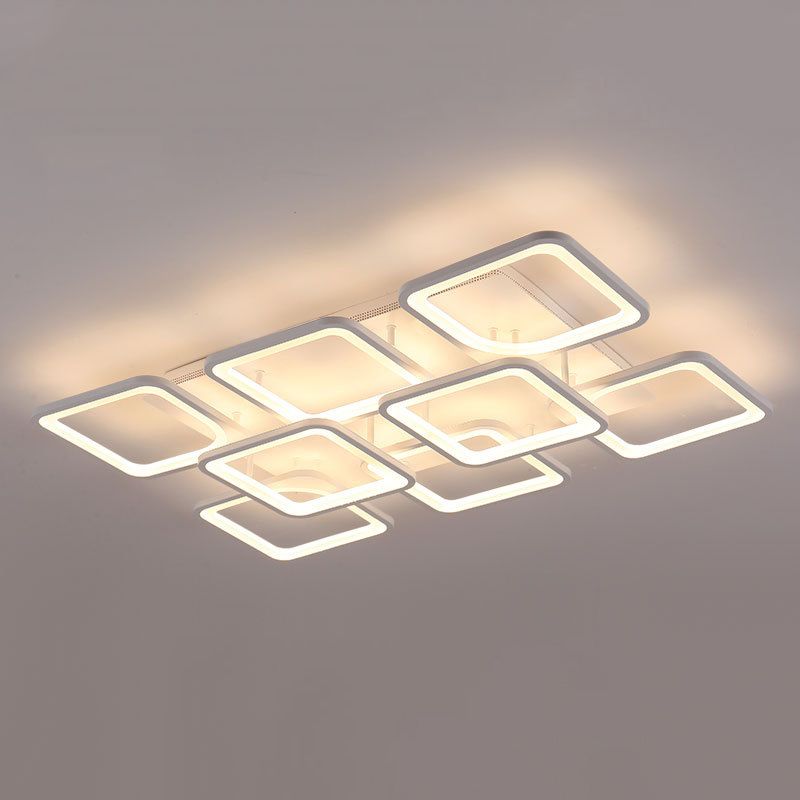 Modern Geometric Flush Ceiling Light Acrylic Flush Mount Lighting in White