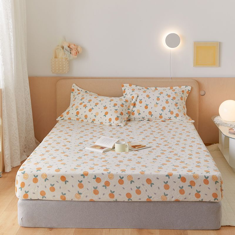 Fitted Sheet Cartoon Pattern Flannel Non-Pilling Fade Resistant Bed Sheet Set