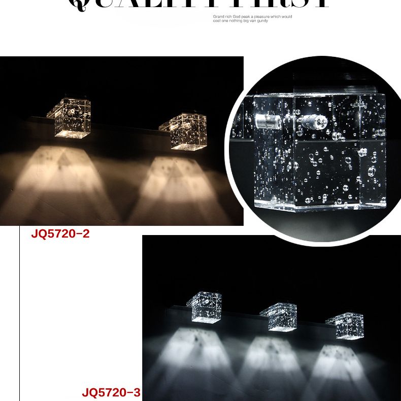 Square Vanity Mirror Lights Modern Minimalist Style Crystal Vanity Light