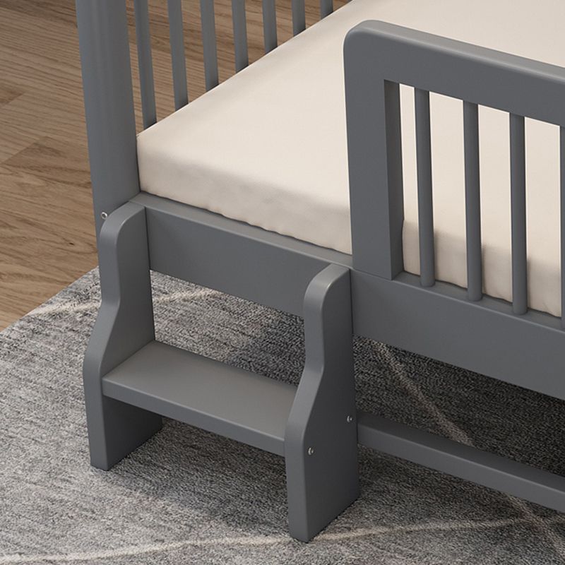 Contemporary Nursery Crib with Guardrail in Natural/Grey Solid Wood