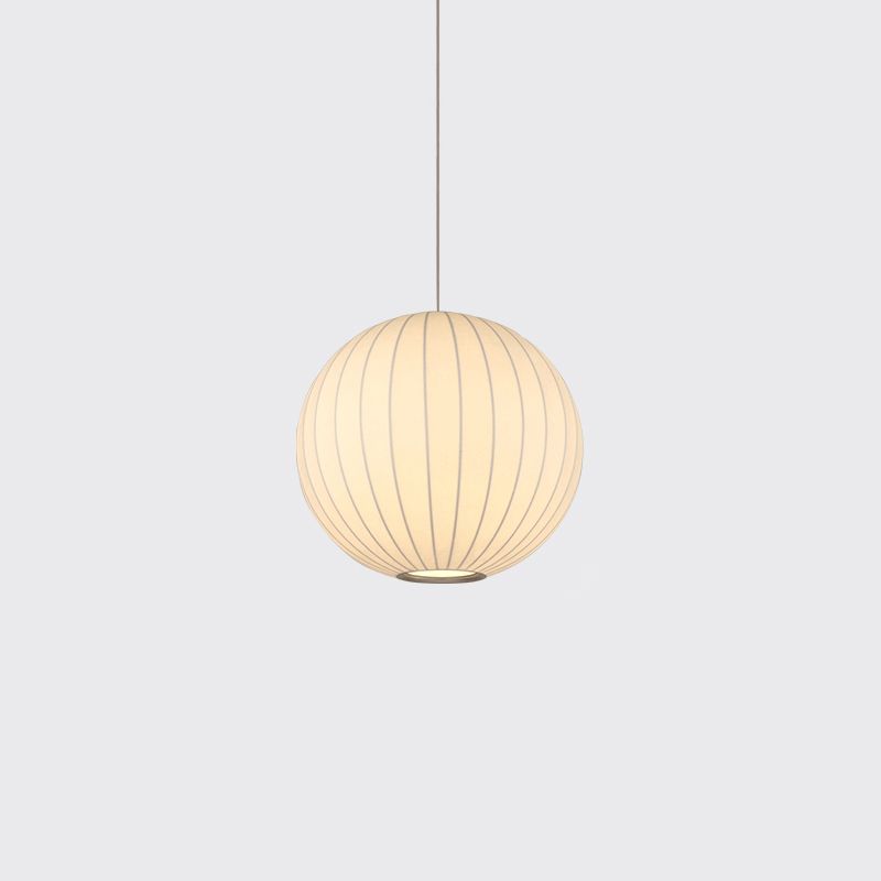 Minimalist Pendant Ceiling Light White Lantern Hanging Light Fixture with Fabric Shade