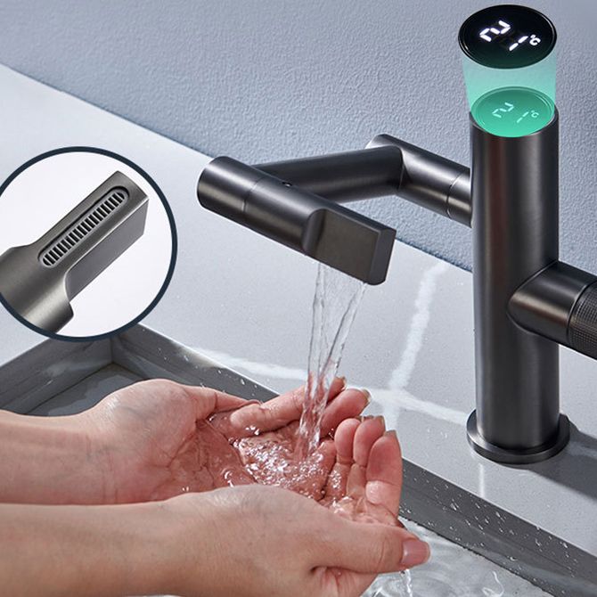 Basic Sink Faucet Knob Handle Copper Bathroom Faucet with Digital Display Screen Led