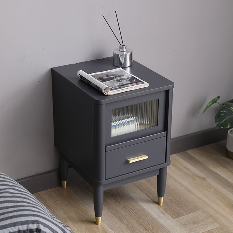 Contemporary Accent Table Nightstand Solid Wood Night Table with Drawer