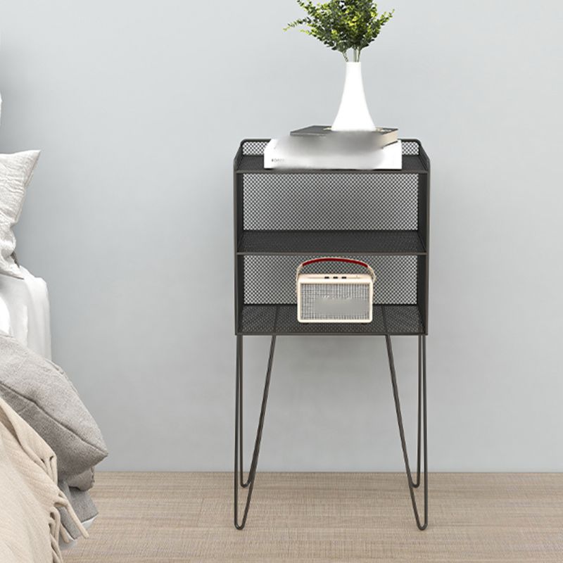 Metal Modern Nightstand Open Storage Shelves Included Bed Nightstand with Legs