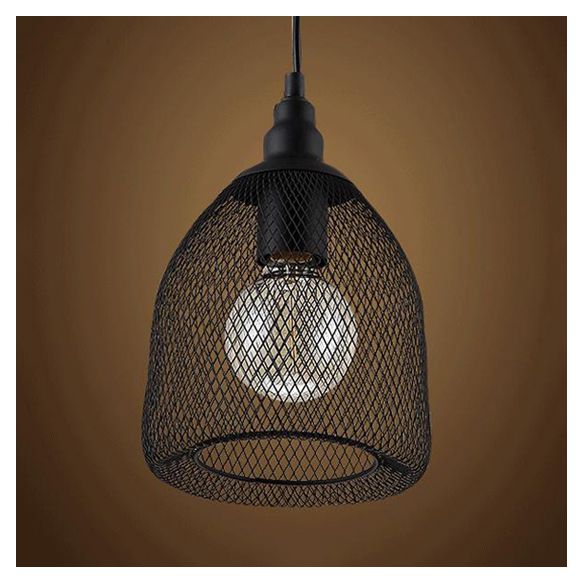 Bell Metal Light Industrial Industrial Un comedor Bulbo Luz de techo colgante en negro/blanco/cobre