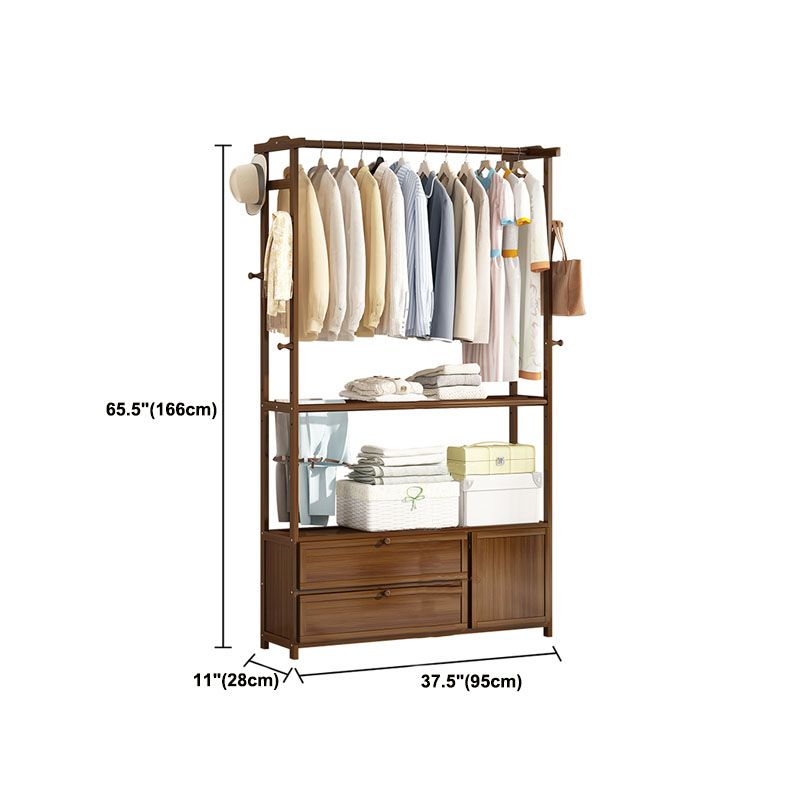 Modern Hall Stand Wood Free Standing No Distressed Coat Rack with Drawer