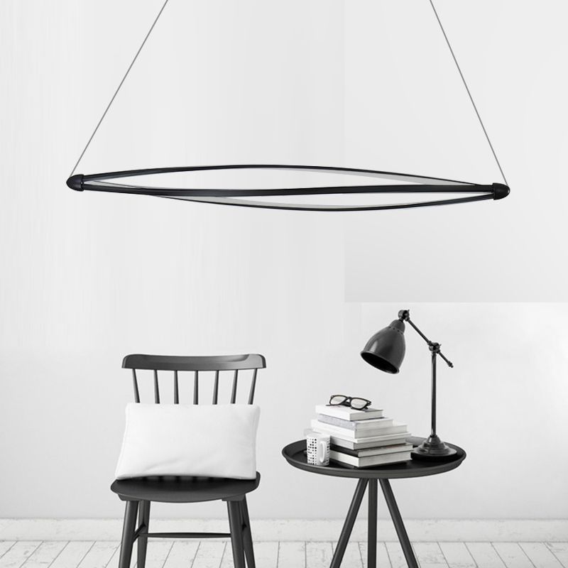 Spiral Hanging Lamp Kit Modern Acrylic LED Black/White Ceiling Pendant in Warm/White/Natural Light