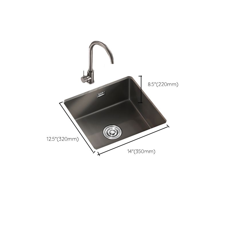 Square Granite Kitchen Sink Single Bowl Sink with Drain Strainer Kit