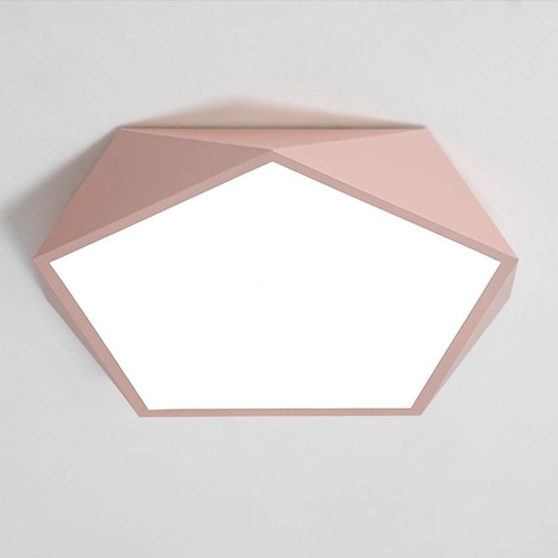 1 Light Geometry Ceiling Light Modern Macaron Style Metal Ceiling Lighting for Bedroom