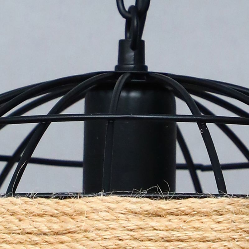 Shaded Restaurant Commercial Pendant Lighting Loft Style Rope Beige Hanging Light Fixture