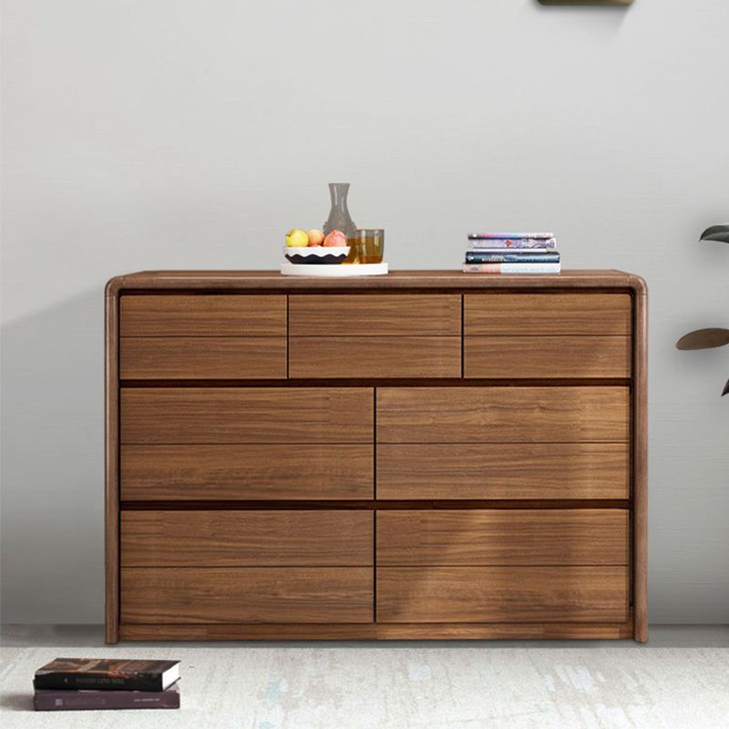 Wooden Brown Storage Chest Modern Style Storage Chest Dresser with Drawers