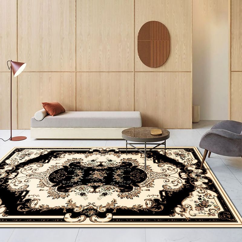 Traditional Medallion Print Rug Polyester Carpet Stain Resistant Area Carpet for Home Decoration