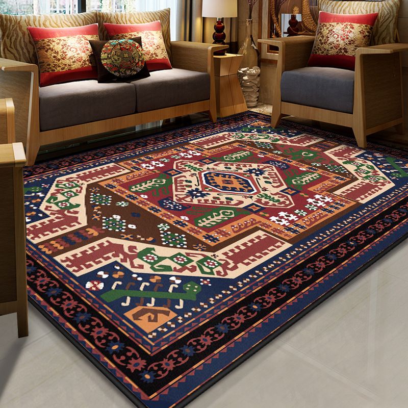 Resplendent Multicolor Floral Rug Synthetics Moroccan Carpet Washable Pet Friendly Anti-Slip Rug for Room