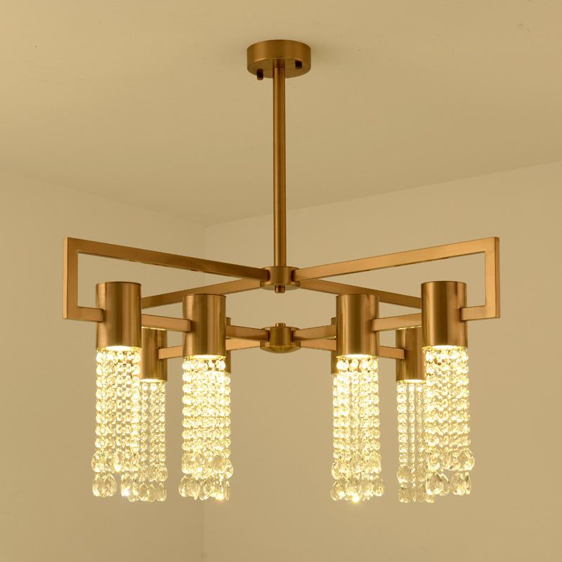 Waterfall Clear K9 Crystal Pendant Chandelier Modernism 8/10 Bulbs LED Gold Hanging Ceiling Light for Bedroom