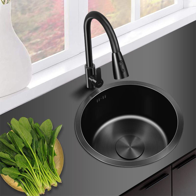 Classic Round Sink Stainless Steel Drop-In Friction Resistant Round Sink for Kitchen