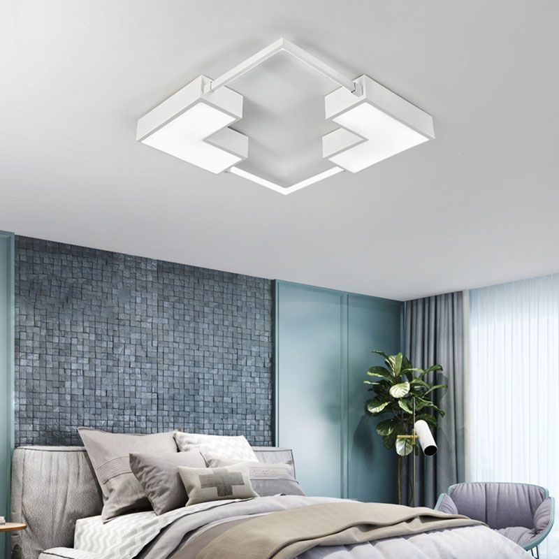 Metal Square LED Ceiling Fixture in Modern Style Acrylic Flush Mount for Bedroom