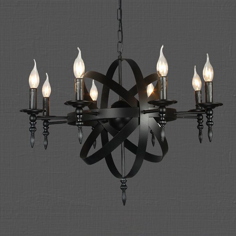 Exposed Bulb Chandelier Pendant Light Industrial Metal Ceiling Light with Hanging Chain for Restaurant