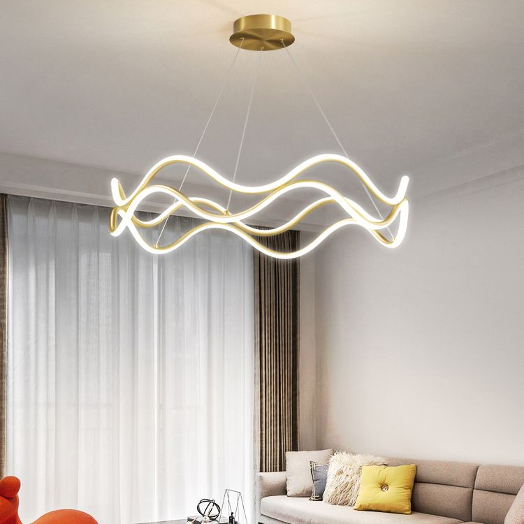 Gold Simple Chandelier Light Fixtures Linear Hanging Chandelier for Sitting Room