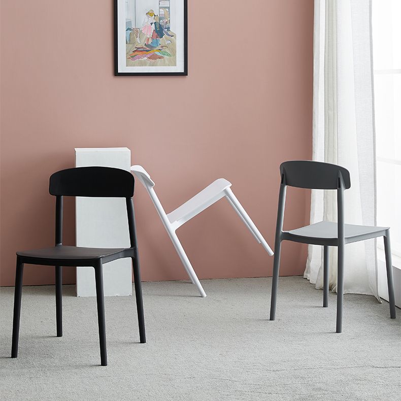 Contemporary Home Side Chair Open Back Plastic Stackable Dining Room Chair